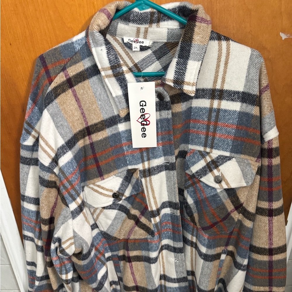 GeeGee Plaid Button-Up Shacket
